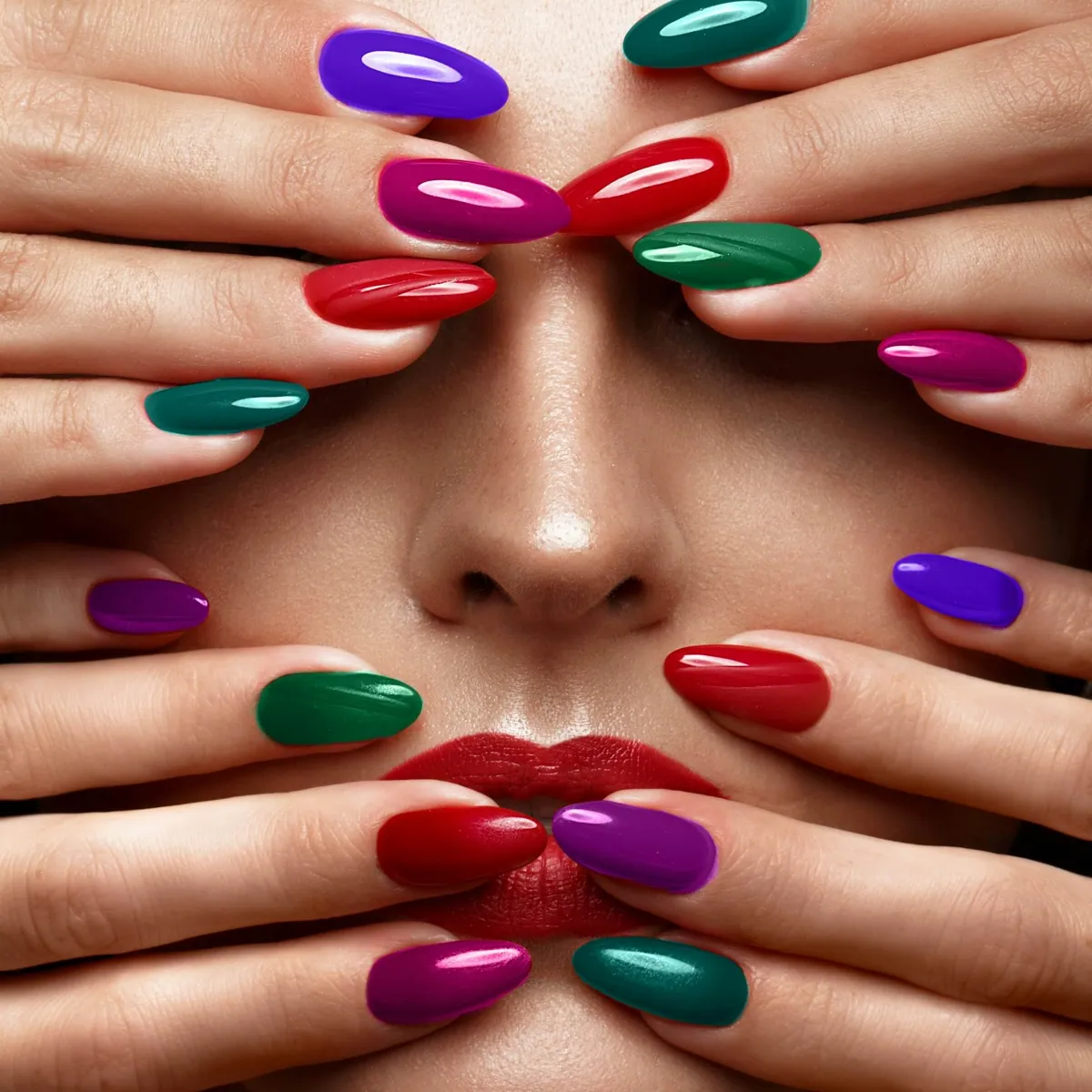 Bunte Nägel als Manicure